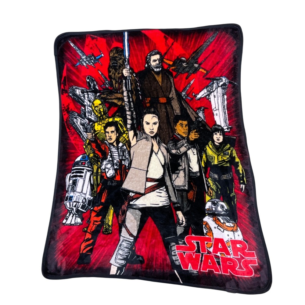 Star Wars The Last Jedi Throw Blanket Unisex OS Red Excellent Plush Fleece‎ Rey